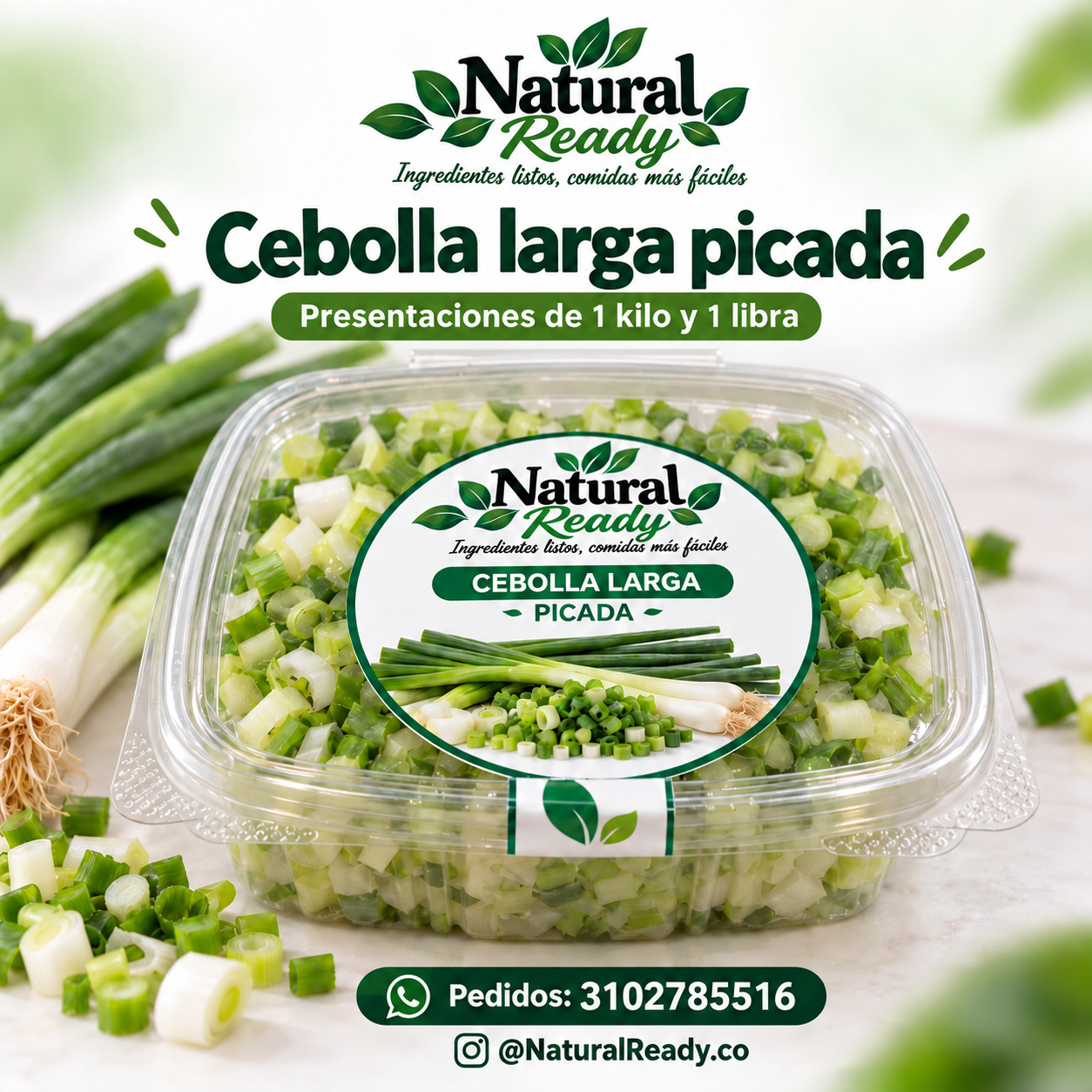 Cebolla larga picada, presentación Natural Ready