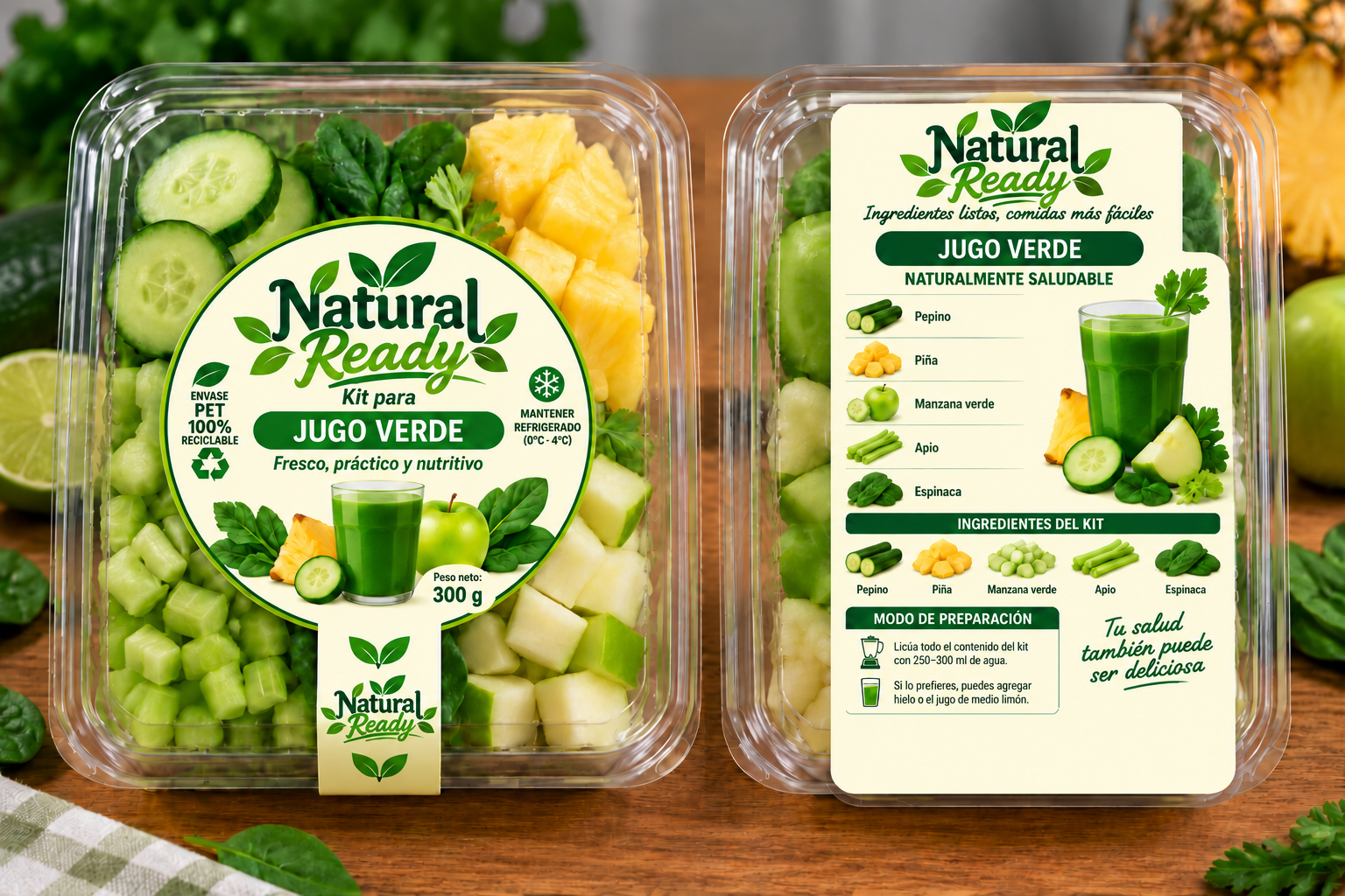 Imagen de referencia del kit o sus ingredientes: Kit para jugo verde