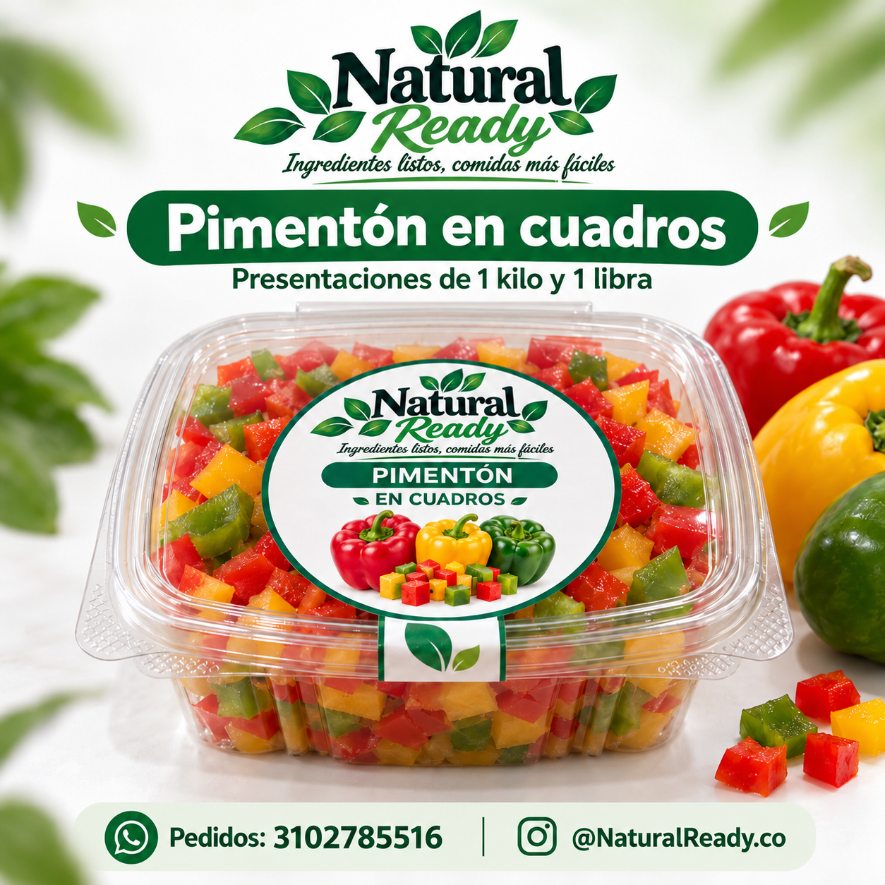 Pimentón en cuadros, presentación Natural Ready