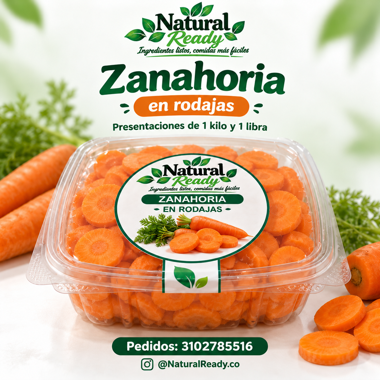 Zanahoria en rodajas, presentación Natural Ready